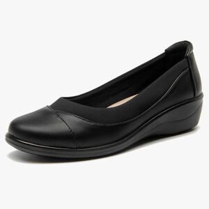 NEW Women's Low Heel Wedge Work Shoes Round Toe Slip-on Arch Support